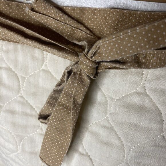Franco Vintage Mushroom Half Apron Brown Cream Ruffle Trim Waist Tie - Picture 8 of 14